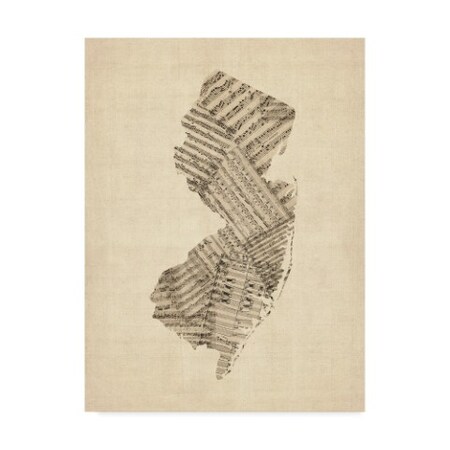 Trademark Fine Art Michael Tompsett 'Old Sheet Music Map Of New Jersey' Canvas Art, 24x32 MT02220-C2432GG